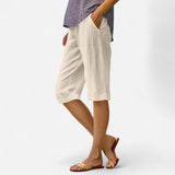 Pantalon Femme Élastique Taille Haute - Coton Lin 5 Couleurs, Confort Été