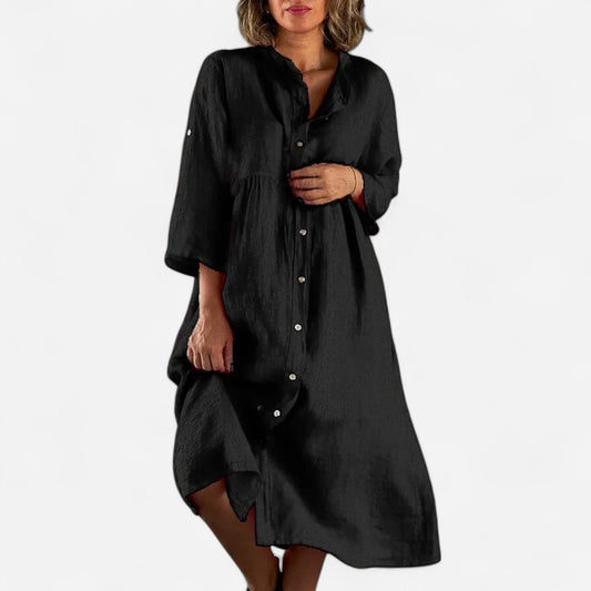 Gertrude - Robe Chemise en Coton et Lin Élégante et Confortable