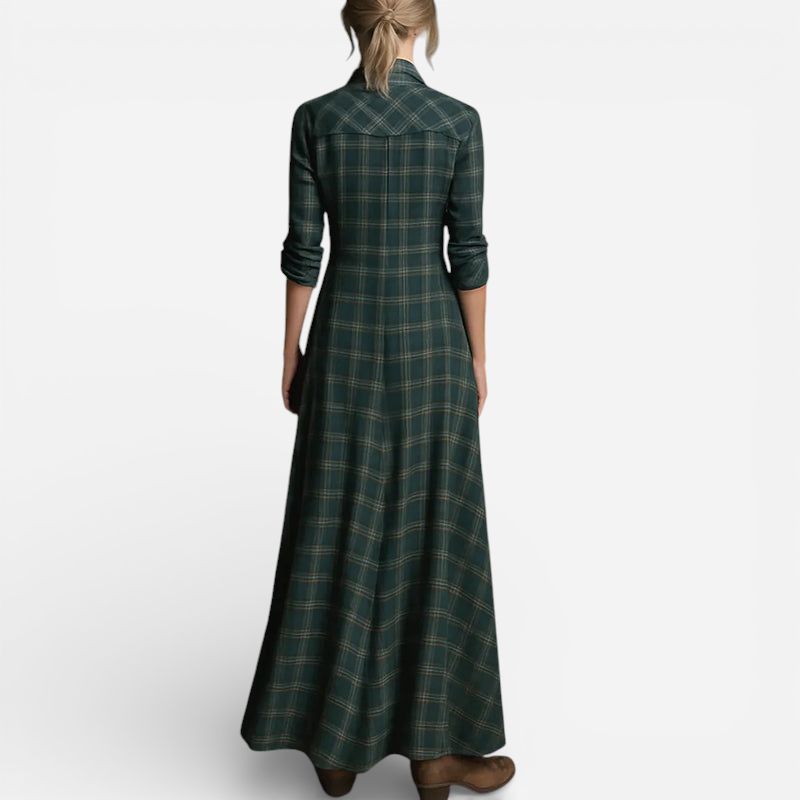 Robe Maxi à Carreaux Savannah - Élégance Confortable et Tendance