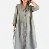 Gertrude - Robe Chemise en Coton et Lin Élégante et Confortable