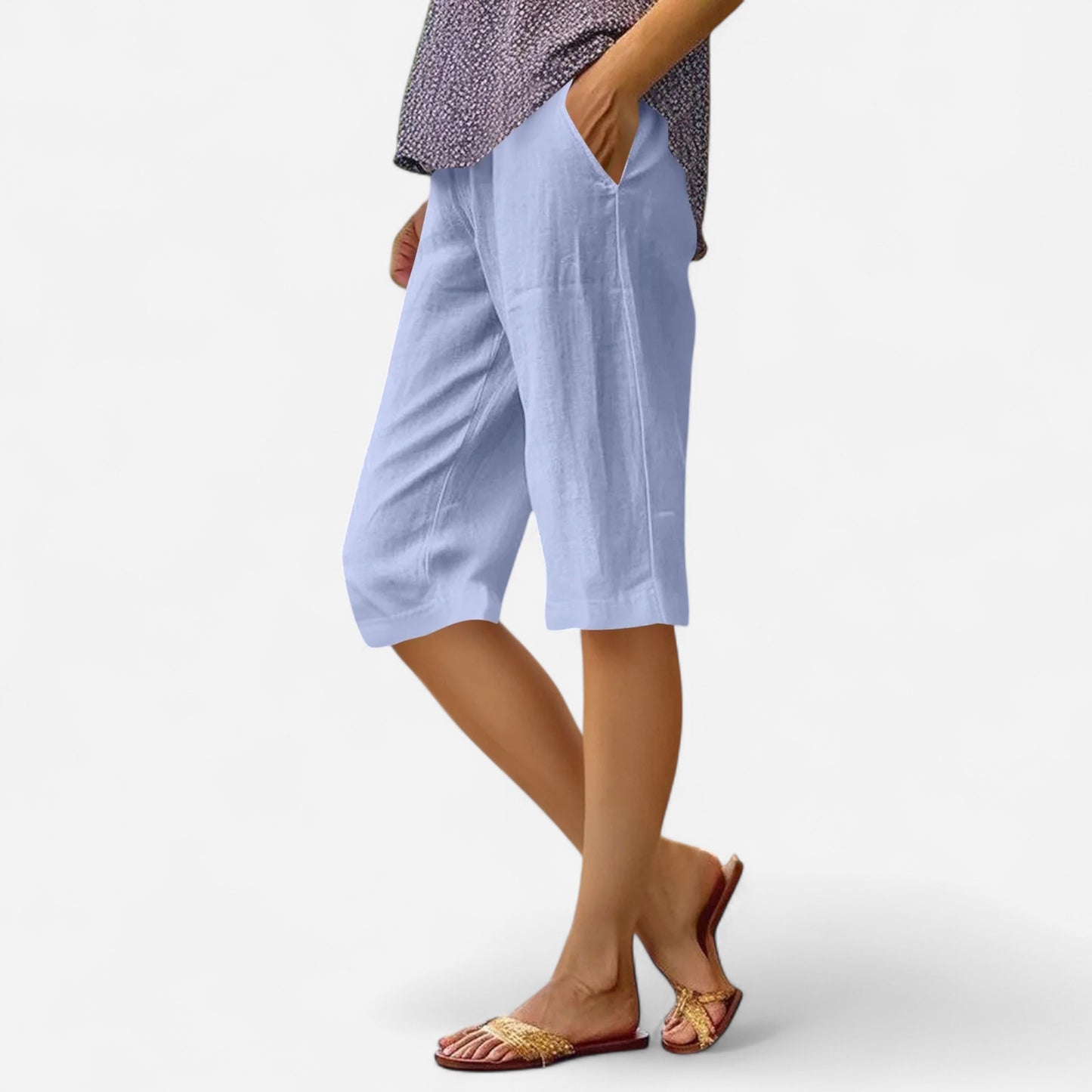 Pantalon Femme Élastique Taille Haute - Coton Lin 5 Couleurs, Confort Été