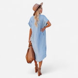 Robe Chemise en Denim Détendue - Chambray Léger pour un Style Quotidien Casual