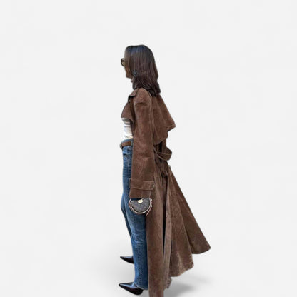 Manteau Trench en Suède pour Femme - Élégance et Style Inégalés