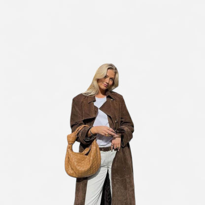 Manteau Trench en Suède pour Femme - Élégance et Style Inégalés