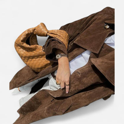 Manteau Trench en Suède pour Femme - Élégance et Style Inégalés