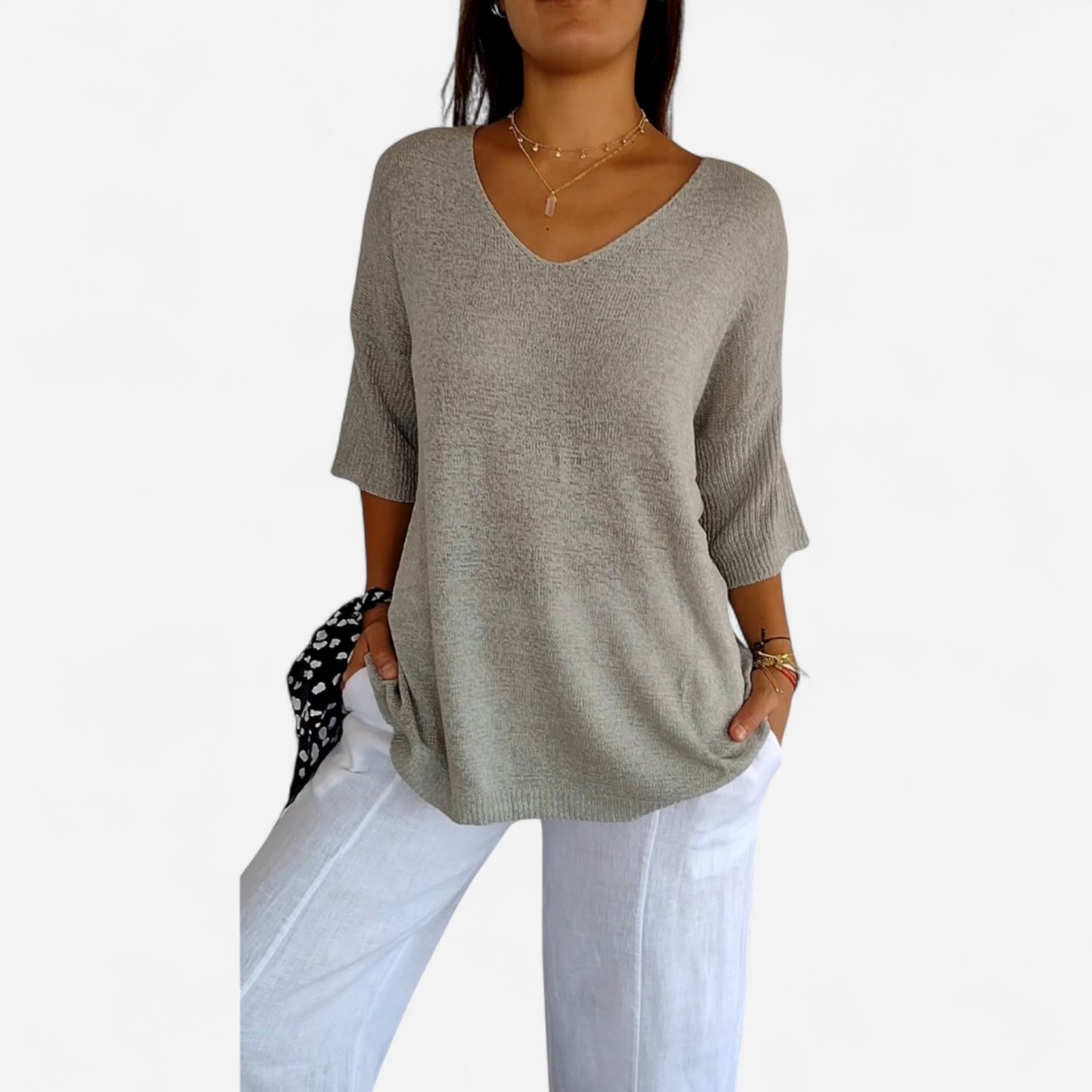 Margaux - Haut Tricot V-Décolleté Élégant pour Femmes