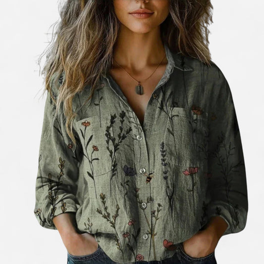 Chiara - Blouse Vintage Imprimée pour Femmes Élégante et Confortable