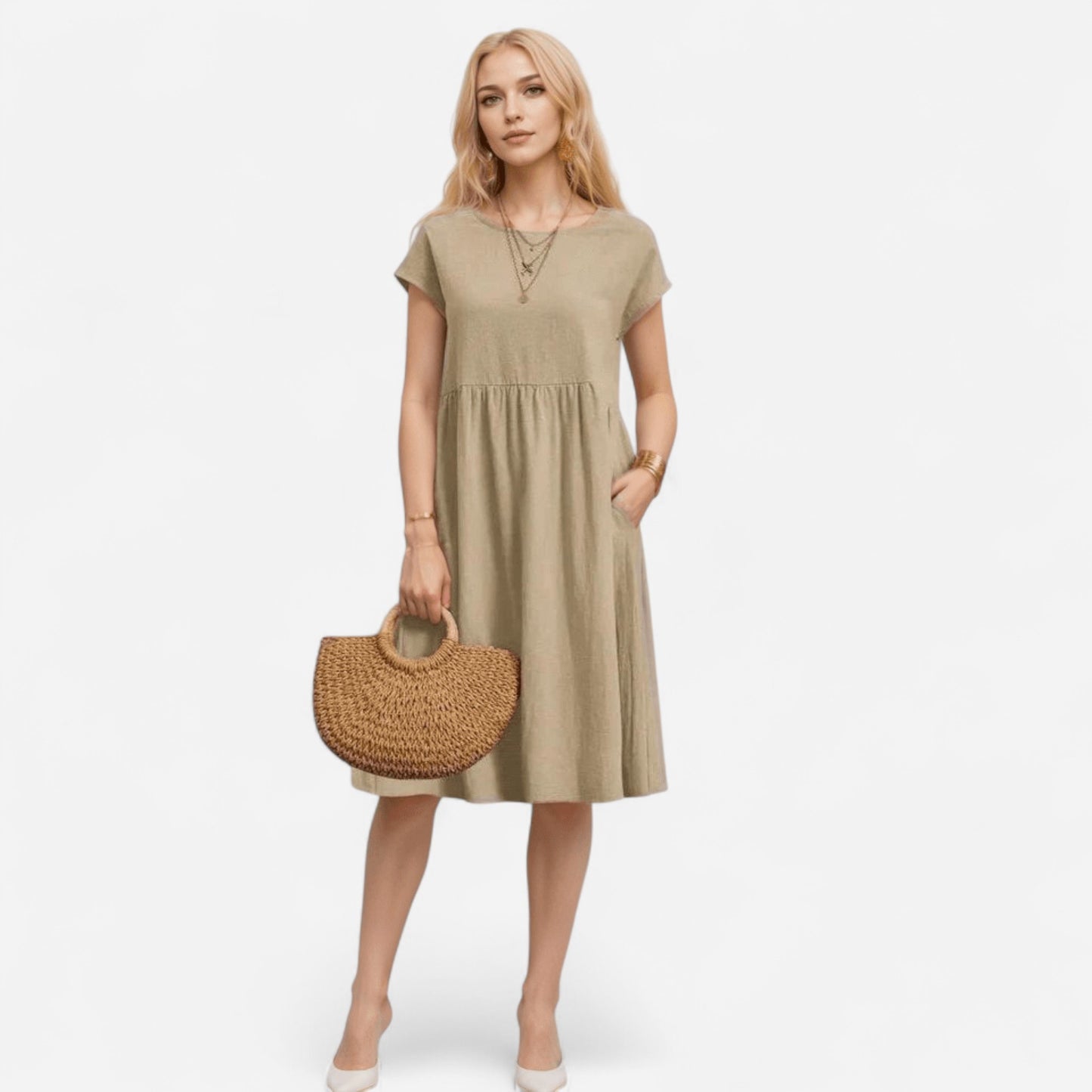 Robe T-Shirt Midi Décontractée - Confort Quotidien & Poches