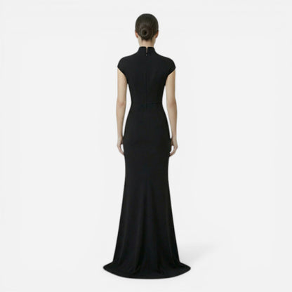 Robe longue ajustée élégante avec fente latérale pour femme