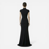 Robe longue ajustée élégante avec fente latérale pour femme