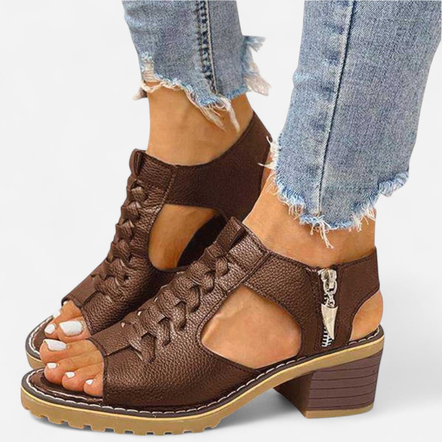 Gwenora - Sandales orthopédiques à talon bloc confortables pour femmes