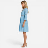 Robe midi en coton pour femme, broderie sangallo, élégante été