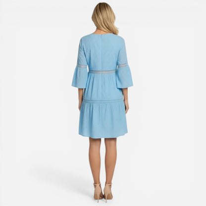 Robe midi en coton pour femme, broderie sangallo, élégante été