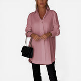 Chemise en coton surdimensionnée pour femmes avec col classique