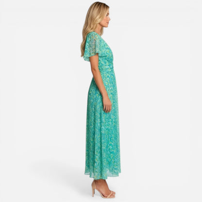 Robe Longue Fleurie Élégante à Décolleté en V - Été Femme