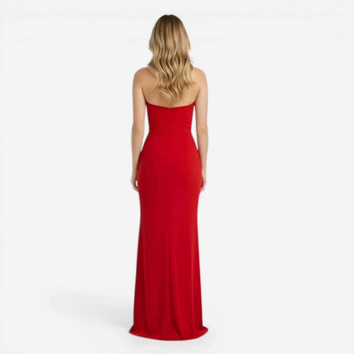 Robe de soirée longue ajustée sans manches à fente élégante