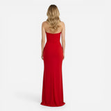 Robe de soirée longue ajustée sans manches à fente élégante