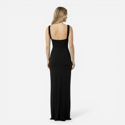 Robe longue ajustée élégante à encolure carrée pour femme