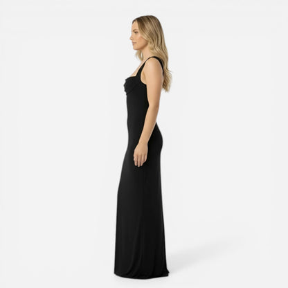 Robe longue ajustée élégante à encolure carrée pour femme
