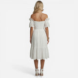Robe Midi Femme en Coton Sangallo Élegante et Off-Shoulder d'Été