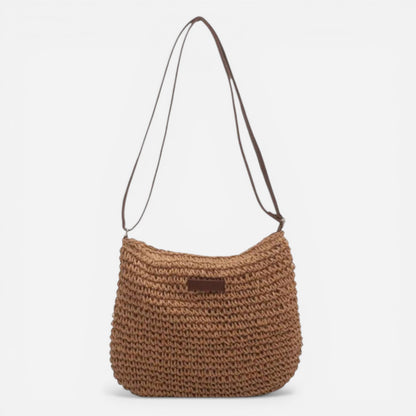 Sac en paille tissé pour femmes, bandoulière ajustable, été élégant
