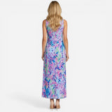 Robe midi femme à fleurs, sans manches, été décontractée, col haut