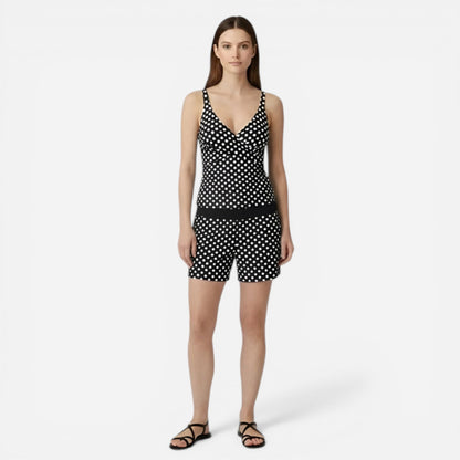 Maillot de bain femme deux pièces à pois avec short - été plage et piscine