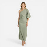 Robe de soirée élégante pour femme, épaule dénudée, fente ajustée