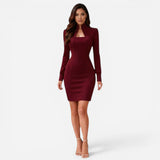 Robe midi femme à col roulé et manches longues pour cérémonies
