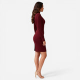 Robe midi femme à col roulé et manches longues pour cérémonies