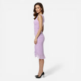 Robe Midi Élégante Femme Ajustée avec Fente et Drapé