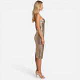 Robe midi élégante à sequins, robe de soirée ajustée avec bretelles