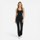Combinaison de Sport Femme - Jumpsuit Yoga Sans Manches Pantalon Évasé
