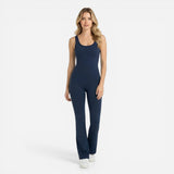 Combinaison de Sport Femme - Jumpsuit Yoga Sans Manches Pantalon Évasé