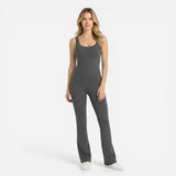 Combinaison de Sport Femme - Jumpsuit Yoga Sans Manches Pantalon Évasé