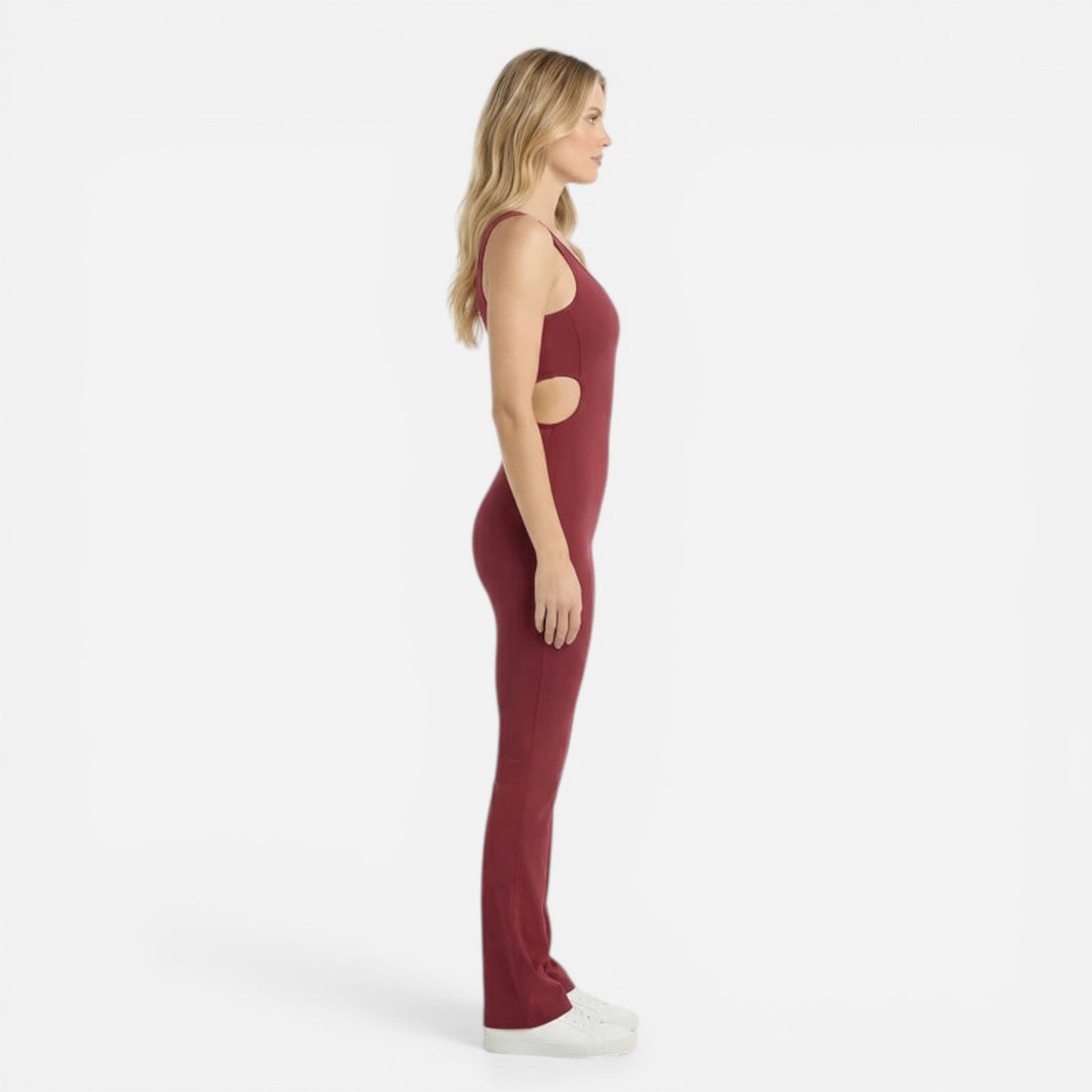 Combinaison de Sport Femme - Jumpsuit Yoga Sans Manches Pantalon Évasé