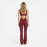 Combinaison de Sport Femme - Jumpsuit Yoga Sans Manches Pantalon Évasé
