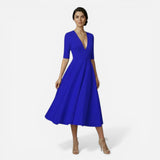 Robe midi évasée femme avec décolleté en V profond - Élégance et confort