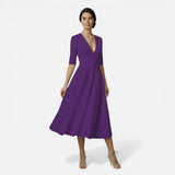 Robe midi évasée femme avec décolleté en V profond - Élégance et confort