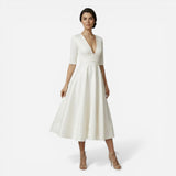 Robe midi évasée femme avec décolleté en V profond - Élégance et confort
