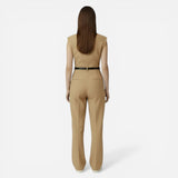 Combinaison sans manches élégante pour femme avec ceinture - Pantalon long décontracté pour bureau
