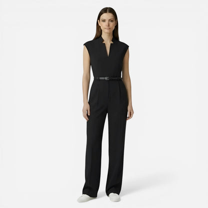 Combinaison sans manches élégante pour femme avec ceinture - Pantalon long décontracté pour bureau