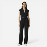 Combinaison sans manches élégante pour femme avec ceinture - Pantalon long décontracté pour bureau