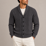 Cardigan en Maille pour Homme avec Col Châle et Boutonnage