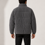Veste Puffer en Cordeau pour Homme avec Col Montant et Fermeture Éclair