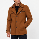 Manteau en Laine pour Homme avec Col Zippé et Fermeture Boutonnée