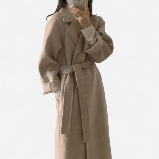 Manteau Longline en Laine pour Femme - Design Ceinturé Minimaliste
