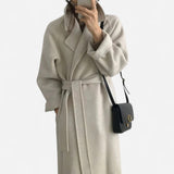 Manteau Longline en Laine pour Femme - Design Ceinturé Minimaliste