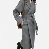 Manteau Longline en Laine pour Femme - Design Ceinturé Minimaliste