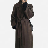 Manteau Longline en Laine pour Femme - Design Ceinturé Minimaliste